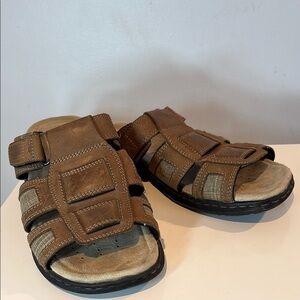 Men’s Bass leather slip on sandals brown size 8